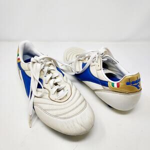 Diadora White & Blue Cleats Size 10
